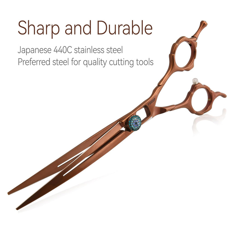 Curved Dog Grooming Scissors 7.5'' Downward 30° Professional Pet Grooming Trimming Shears for Dogs Teddy High Cobalt Alloy Steel for Right Handed Groomers (7.5, Chocolate Curve) Chocolate Curved Shears 7.5 inch - PawsPlanet Australia