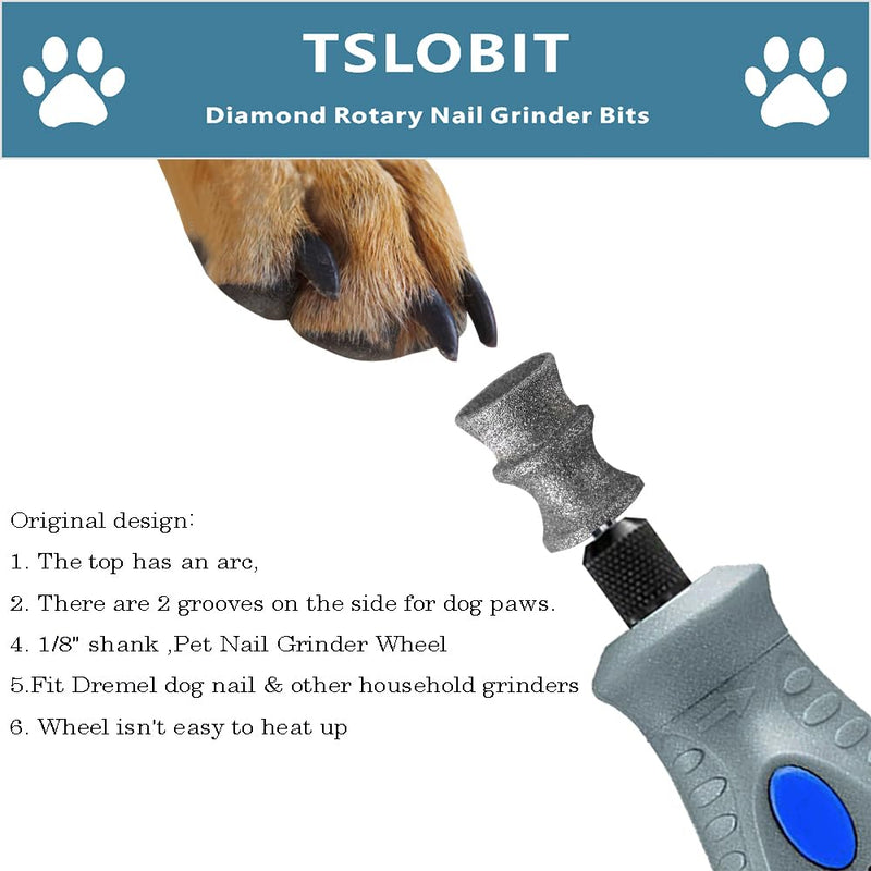 Diamond Dremel Dog Nail Grinder Attachment,1/8'' Pet Nail Grinder Wheel for Dremel Dog Nail Grinder, Diamond Rotory Bit for Dogs&Pets Nail Care（Large V） Classic V 80# 1P - PawsPlanet Australia