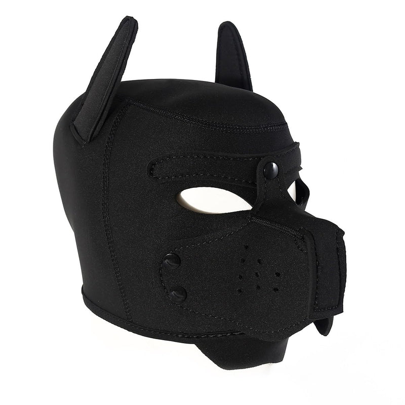 Pup Hood, Pup Play Hood, Removable Dog Full Face Pup Hood (Black) Black - PawsPlanet Australia