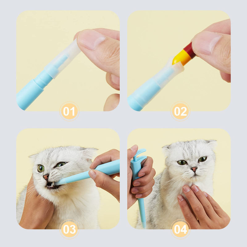 Safe pill and medication dispenser for cats, simple and accurate, prevents spitting, tool, medication dispenser, soft tip, syringe-style pet pill dispenser for dogs, blue