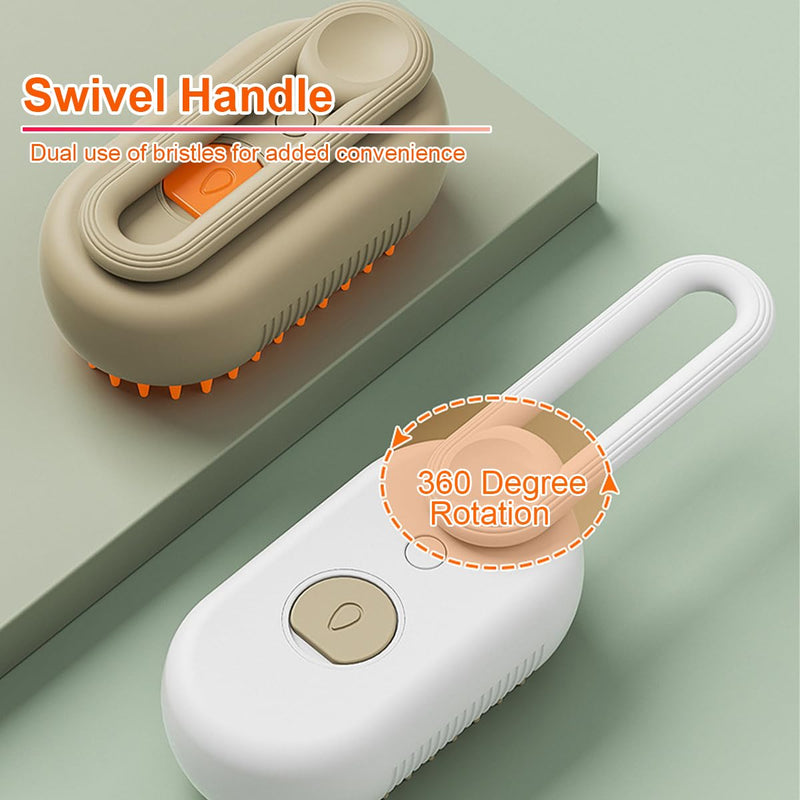 Panup Pet Steam Brush - 3 in 1 Brown Steamy Self-Cleaning Grooming Brush for Cats and Dogs, Massage Shedding and Removing Tangled Hair - PawsPlanet Australia