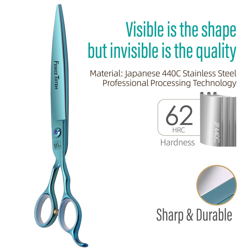 Dog Grooming Scissors: Blueish Green 7 inch Pet Straight Shears Made Of Japanese 440C Advanced Stainless Steel Professional Grooming Scissors for Dogs Cats and Other Pets 7.0 inch - PawsPlanet Australia
