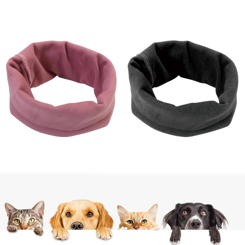 2 Pcs Dog Ear Defenders, Dog Ear Protectors for Anxiety Relief, Grooming and Force Drying, Comfortable Dog Ear Cover for Noise-Sensitive Environments(Pink and Black)