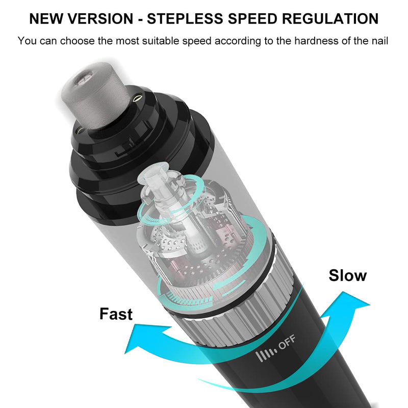 Dog Nail Grinder 10h Working Time Powerful Professional Quiet Electric Pet Nail Trimmer Stepless Speed Regulation Painless Nail File for Large Medium Small Dogs and Cats Black with LED - PawsPlanet Australia