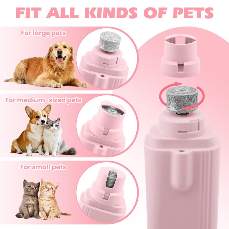 2-in-1 Dog Nail Grinder & Dog Nail Clippers Trimmers, Dogs Trimmer with LED Light + Splash Guard + Storage Case, Pet Claw Clippers for Dogs Cats, USB Rechargeable (Pink) Pink - PawsPlanet Australia