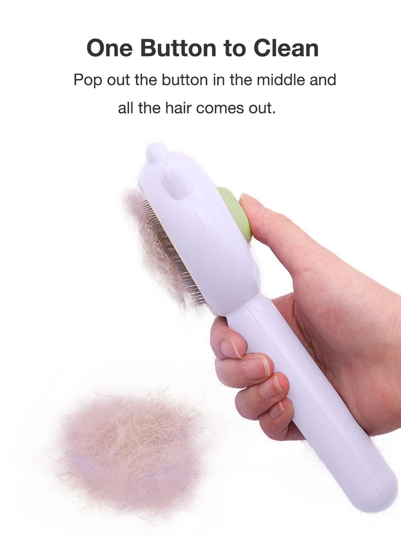 Cat Brush, Gemnbo Cat Brush with Release Button, Dog Brush for Shedding Self Cleaning with 140° Bent Curved Massage Needles, Pet Grooming Kit for Cats and Dogs Green - PawsPlanet Australia