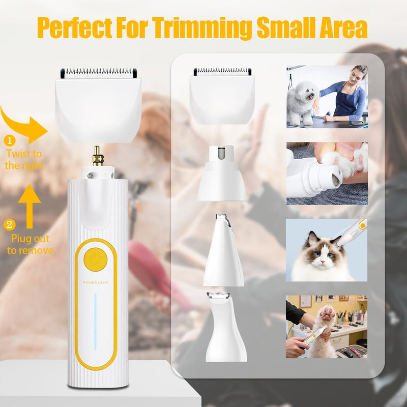 Dog Clippers Grooming Kit, 4-in-1 Low-Noise Dog Paw Trimmer, Shaver, Nail Trimmer and Nail Grinder 2025 New Electric Cordless Pet Grooming Kit White - PawsPlanet Australia