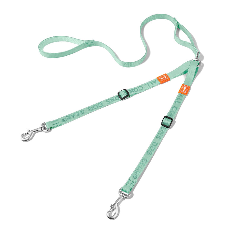 HOWGO Double Dog Leash, No Tangle Dual Dog Leash, Super Lightweight Adjustable Dual Padded Handles, Multiple Leash for 2 Dogs, Double Clip Dog Leash Coupler (Mint Green, Double leash w/Handle) Mint Green