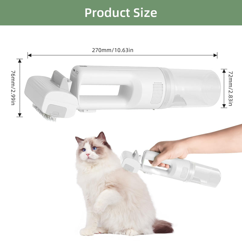 Dog Vacuum for Shedding Grooming, Cordless Dog Grooming Kit with Strong Suction for Dogs and Cats, Low Noise Pet Vacuum for Shedding, Handheld 5 in 1 Pet Hair Removal Tool White - PawsPlanet Australia