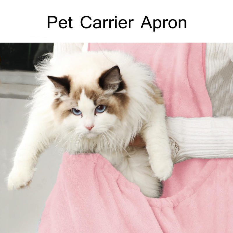 Pet Carrier Apron for Cats Front Carrier Pink Wearable Kitten Carrying Shirt Cozy Pet Sleeping Bag Hands Free for Small Puppy Rabbits Classic Style - PawsPlanet Australia