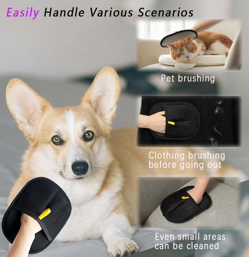 2PCS Pet Hair Removal Gloves，Reusable Static Dog & Cat Grooming Gloves, Upgraded Thickened Anti-Slip Grip for Clothes, Sofa, Car Seat, Couch, Carpet & Furniture - PawsPlanet Australia