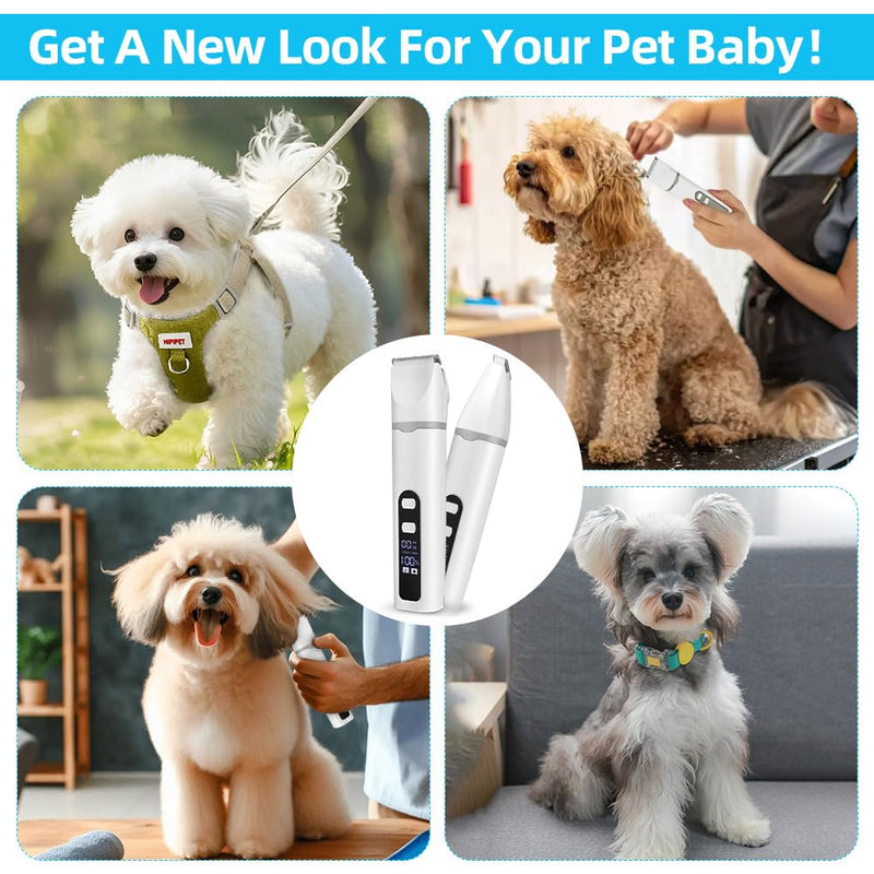 4-in-1 Pet Grooming Kit, Cat Grooming Clippers Kit, Paw Trimmer for Dogs with Pet Shaver Trimmer Nail Grinder, Pet Clipper Hair Trimmers, 4 Guide Combs,USB-C Charging&LED Display, 2 Speed Modes - PawsPlanet Australia