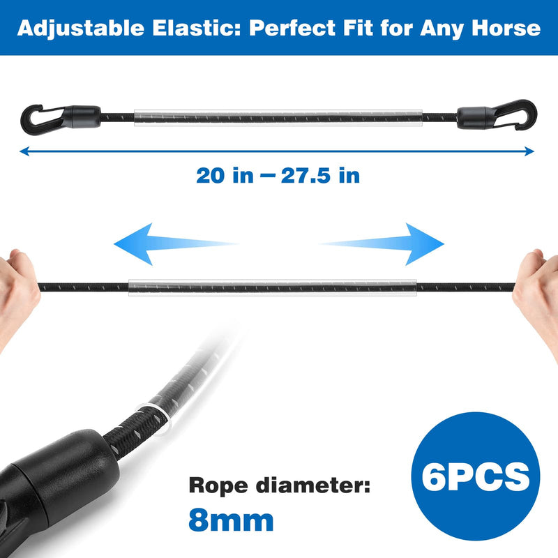 6 Pcs Horse Blanket Leg Straps, Elatic Horse Blanket Leg Straps Replacement with Duble Ended Clips, 20 Inch Horse Rug Tail Strap, Winter Horses Supplies (Medium) Medium - PawsPlanet Australia