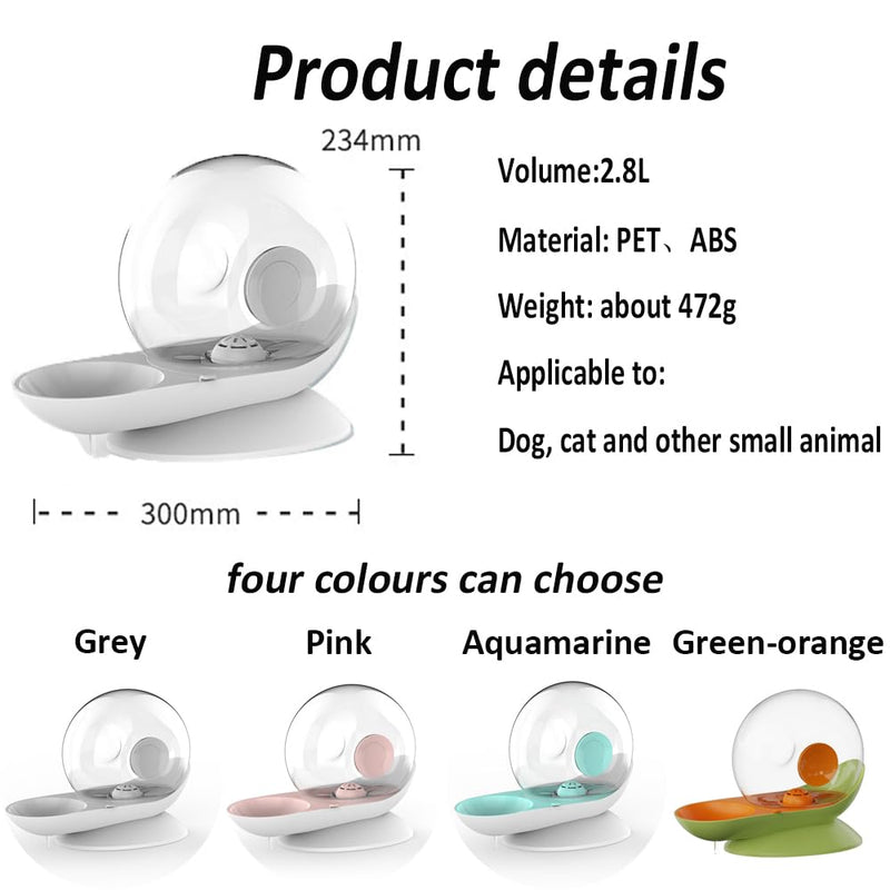 Water Dispenser for Cats and Dogs, 2.8 L Automatic Gravity Pet Drinking Fountain with Filter, Drinker, Self Feeding Station, High Volume (Pink, L) Pink
