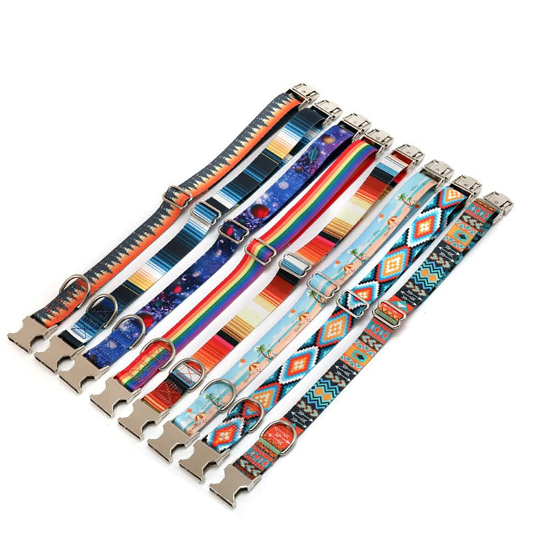 Western Dog Collar and Leash Set, Aztec Tribal Print Quick Release Half-Metal Buckle Soft Durable Boy Pet Collars for Small Medium Large Male Dogs Puppy, Rhombus M Rhombus+leash M for Neck 12-17" - PawsPlanet Australia