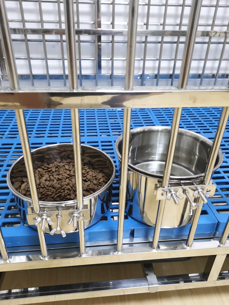 Stainless Steel Dog Bowls, ShineMe 40oz & 60oz No Spill Dog Crate Water and Food Bowls with Hanging Hook for Kennel, Cage and More, 7.0 x 3.7” & 6.2 x 2.5” Feeder Dish for Large and Medium Dogs L (7.0x3.7'' & 6.2x2.5'') - PawsPlanet Australia
