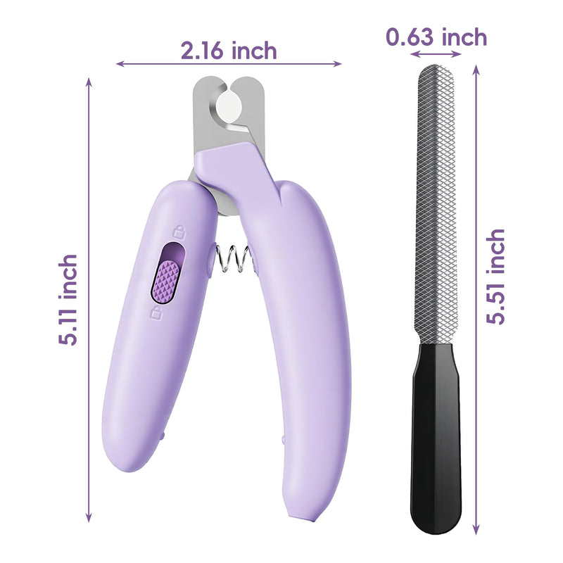 Dog Nail Clippers,Dog Nail Trimmers for Small Medium Dogs and Cats - Professional Grooming Tool with Safety Lock, Sharp Stainless Steel Blade Prevents Splitting, Includes Nail File (Purple-mini) Purple-mini - PawsPlanet Australia