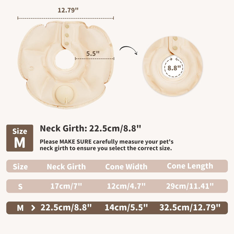 MayMaw Inflatable Cat Collar E Cone for Kittens & Small Dogs, Soft & Foldable Cat Recovery Collar Cone for Cats to Stop Licking Wound Yellow-M (Neck:8.8")