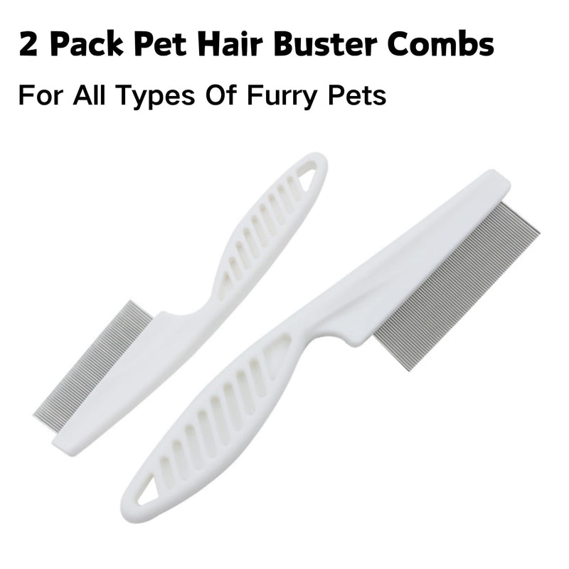 Stainless Steel Rounded Teeth Grooming Comb for Small Pets - Massage and Cleaning Tool for Chinchillas, Ferrets, Guinea Pigs, Rabbits (2 Pack, White) 2 Pack