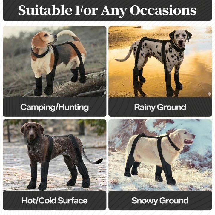 Waterproof Dog Shoes for Medium Dogs, Anti-Slip & Fall Dog Suspender Boots Adjustable Pet Shoes Paw Protector, All-Weather Outdoor Dogs Booties for Winter Snow Rain Hiking, Black M - PawsPlanet Australia