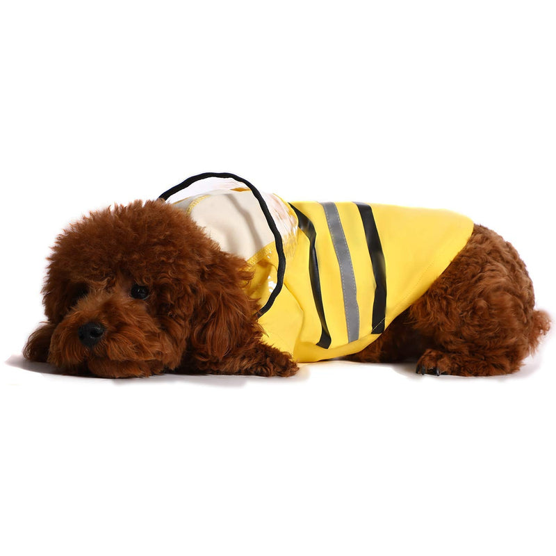 Wizland Reflective Dog Raincoat Dog Rain Jacket with Hood Lightweight Waterproof Rain Coat for Puppies (YELLOW XS) X-Small Yellow