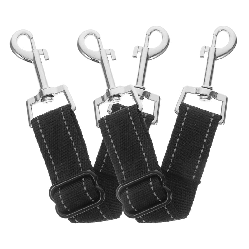 2pcs Dog Collar Connector Safety Straps Coupler Car Dog Back up Hook Lead Pet Traffic Backup Puppy Extender Seat Leash Short Adjustable Groom Vest Harness Black Nylon - PawsPlanet Australia
