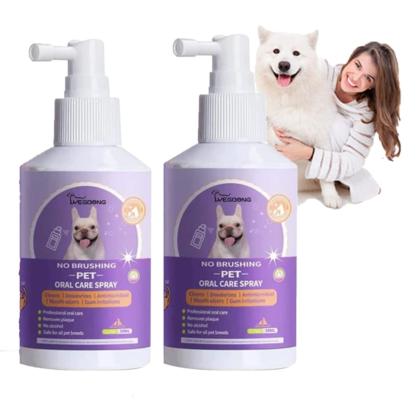 2 Pcs Pet Oral Care Spray,2023 New Pet Clean Teeth Spray,Pet Clean Teeth Cleaning Spray for Dogs & Cats,Pet Oral Spray Clean Teeth,Petclean No Brushing Pet Oral Care Spray