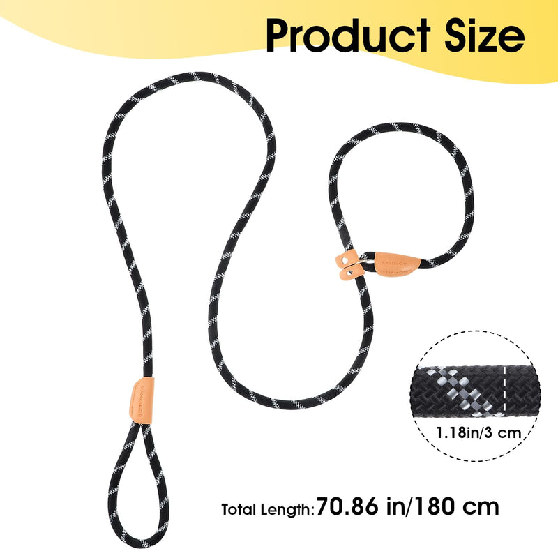 Slip Dog Leash Reflective Training Leash Heavy Duty Comfortable Premium Quality No Pull Training Leashs for Outdoor Travel Small Medium and Large Dogs (Black 6 FT) - PawsPlanet Australia