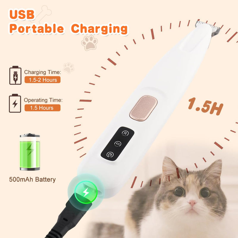 Dog Paw Trimmer, LED Light, Waterproof, Rechargeable, 18mm Blade, Low Noise, Smart Display, For Dogs & Cats - PawsPlanet Australia