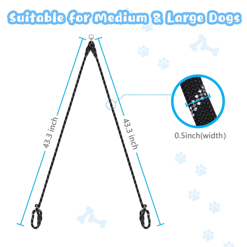 Two Point Control Dog Leash, Works with No Pull Harnesses, No Tangle Dog Training Leashes, Non Pull Padded and Reflective Walking Lead, Converts to Single Leash for Medium Large Dogs - PawsPlanet Australia