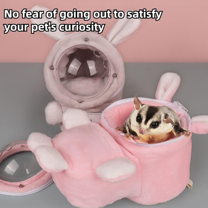 Sugar Glider Bonding Pouch Bonding Pouch Carry for Rat Syrian Hamster Hedgehog Small Pocket Pets, Gerbil Travel Bag Cute Bunny-Shaped Outing Bag with Large Transparent Window (Pink,Small) Pink - PawsPlanet Australia