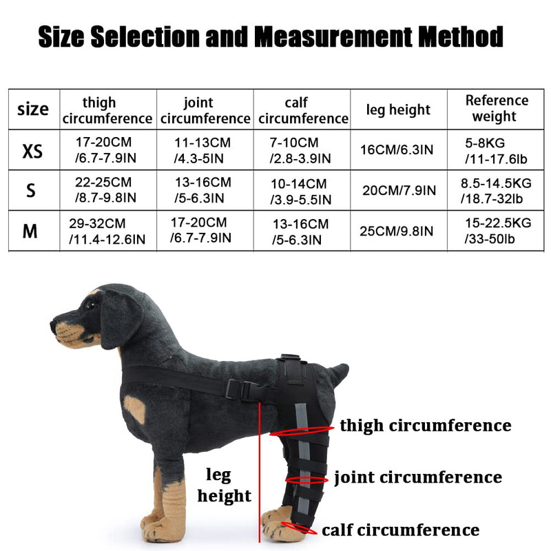 Dog Knee Brace Adjustable Dog Double Rear Leg Brace with Metal Hinged Flexible Support and Reflective Seat Belts Dog Acl Brace Hind Leg Black (S) S