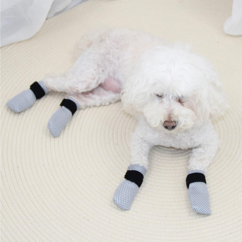 HDKUW Cat Anti-Scratch Shoes, Pet Scratch Deterrent Boots for Cats Small Dogs, Grooming Cat Accessories Nail Gloves, Adjustable Cat Claw Cover for Bathing Shaving Treatment Checking Gray S Paw Width:1.1"-1.3" - PawsPlanet Australia