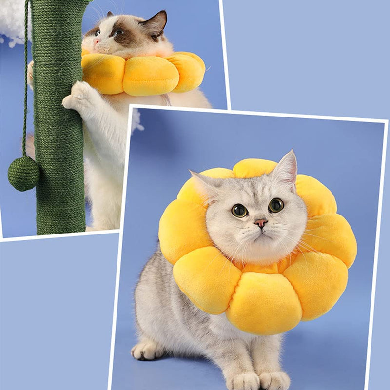 Cat Recovery Cone Collar Pet E-Collar Elizabethan Collar After Surgery Recovery Pet Cone for Cat Puppy Breathable Soft Edge and Easy to Clean (Yellow, Large) Yellow - PawsPlanet Australia