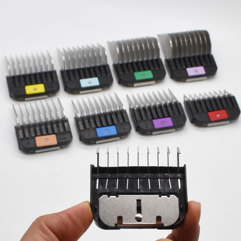 8 Pieces Professional Animal Stainless Steel Attachment Guide Guard Combs for A5 Style Detachable Blade Pet Groomers, Compatible with Wahl KM Series Andis AG BG Oster Classic 76 A5 A6 Animal Clippers - PawsPlanet Australia