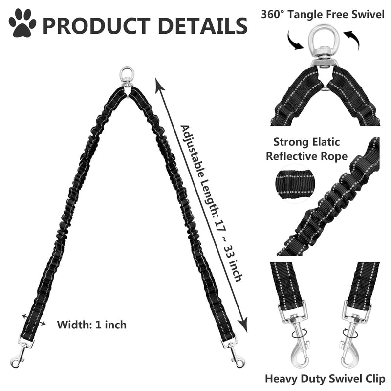 Dual Retractable Dog Leash for Small to Medium Dogs up to 44lbs/20kg – 16ft Extendable with Poop Bags, Non-Slip Grip, 360° Tangle-Free, One-Button Break & Lock – Ideal for Walking Two Dogs Grey - PawsPlanet Australia