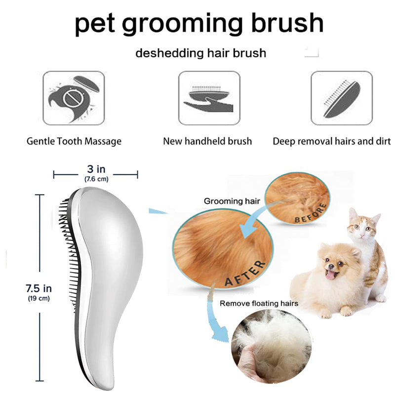 YOFANG Dog & Cat brush and Comb Set,Dog Grooming Brush for Short/Long/Curly Haired (Teddy,Poodles,Labradoodles etc),4-1 Pet Detangling Brush Effectively Remove Tangles, Knots and Mats. Silver - PawsPlanet Australia