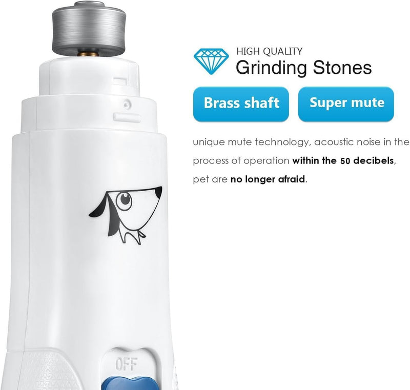 Brifit Dog Nail Grinder, Dog Electric Nail File Grinders, Ultra Quiet Paws Electric Nail Grinder Grooming Kit, Professional Pet Nail Trimmer for Dogs, Cats, Pet and Other Medium & Small Pets White-Blue - PawsPlanet Australia