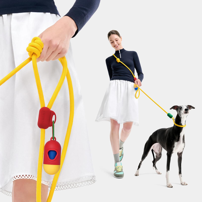 VETRESKA Hands-Free Dog Leash, 8FT Adjustable Rope Leash for Medium Large Dogs, Waist/Crossbody Slip Lead Leashes for Walking, No Pull Dog Leashes with Bag Dispenser, 2 in 1 Walk Kit (Chroma) Chroma Yellow - PawsPlanet Australia