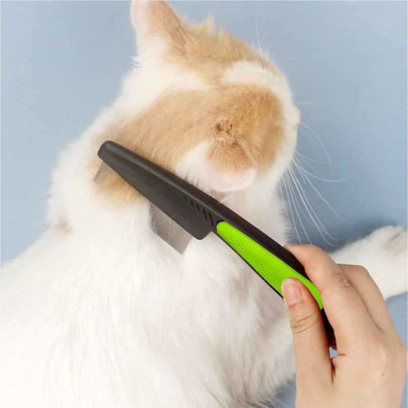 5 Pieces Pet Grooming Comb, Pet Hair Comb Rubber Handle Dog Hair Comb, Dog Eye Combs Pet Grooming Comb Flea Comb for Dog/Cat/Small Pets Removing Eye Mucus, Removes Knots, Mats and Tangles Green,Black - PawsPlanet Australia
