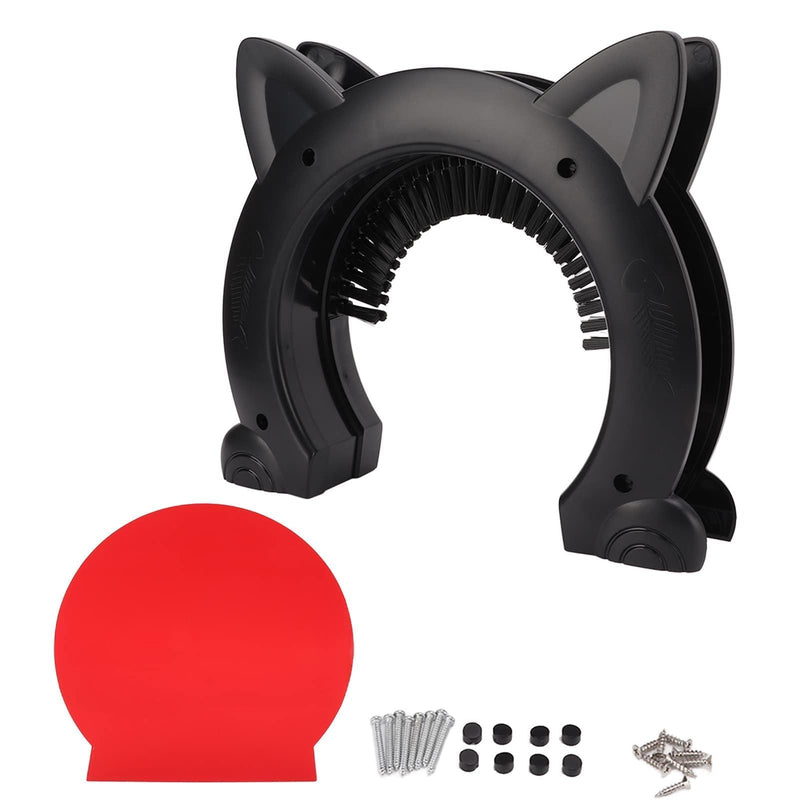 Black Interior Cat Door, Cat Door for Interior Door with Grooming Brush, 8.9x10.4 inches, Cats Black