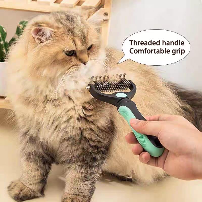 Pet Dematting Tool 2 Pack Double Sided Undercoat Rake & Dematting Comb for Cats and Dogs for Detangling Matted or Knotted Undercoat Hair (Black, Small) Black - PawsPlanet Australia