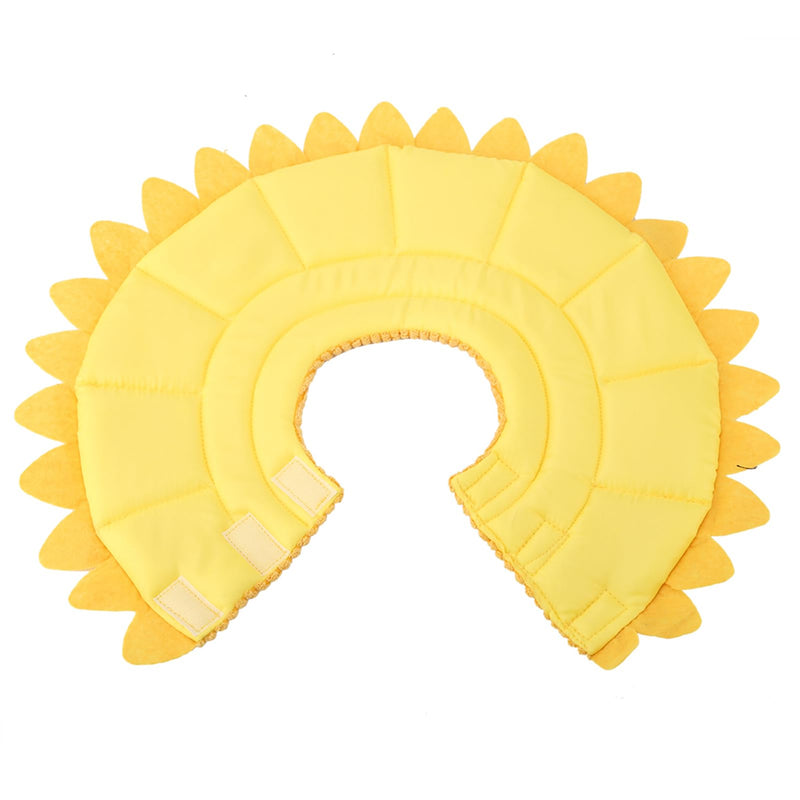 Recovery collar for pets, stylish cotton design for wound healing in dogs and cats, soft and lightweight, sunflower pattern, easy to wear (size 5: neck circumference 29-35 cm)