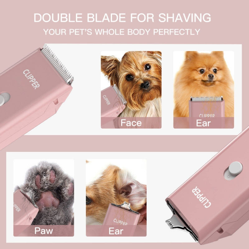 Dog Cat Home Hair Waterproof Clipper Portable Electric USB Rechargeable Pet Grooming Tools Low Noise Shaver Cordless Trimmer for Small and Large Pets Pink-2