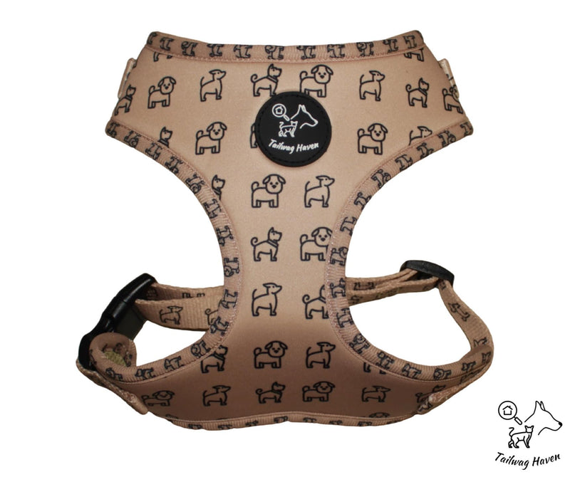 Dog Harness and Leash Set, No Pull Adjustable Soft Padded Vest, No Choke (Small, Beige Dog Pattern) Small - PawsPlanet Australia