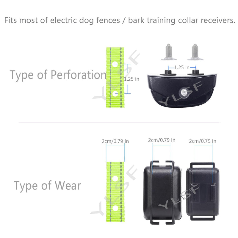 Dog Nylon Collar Strap for Heavy Light-Duty Electronic Fence Training Shock Barking Collar Receivers-3/4 Inch Replacement Strap-Compatible with Nearly All Brands and Models of Electric Collars 2 Pack Fluorescent Green and Pink With Holes