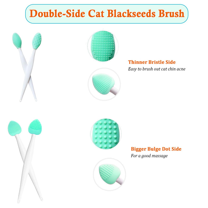 JGocot Cat Grooming Essentials - Black Seed Exfoliating Brush, Soft Silicone Double-Sided Scraper for Chin Acne and Cleaning (4PCS)