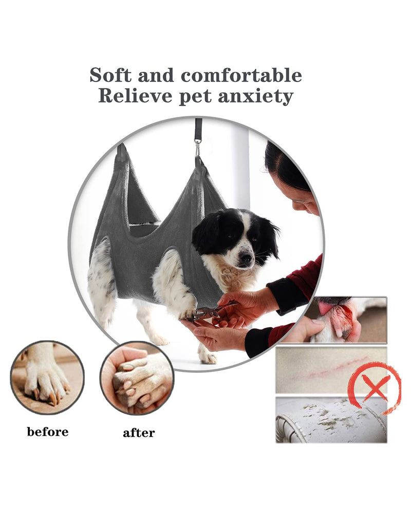 Dog Grooming Harness, Multifunctional Cats and Dogs Grooming Hammock, Pet Beauty Assistant, Nail Scissors/Nail Trimmer/Round Head Scissors (Medium grey) Medium - PawsPlanet Australia