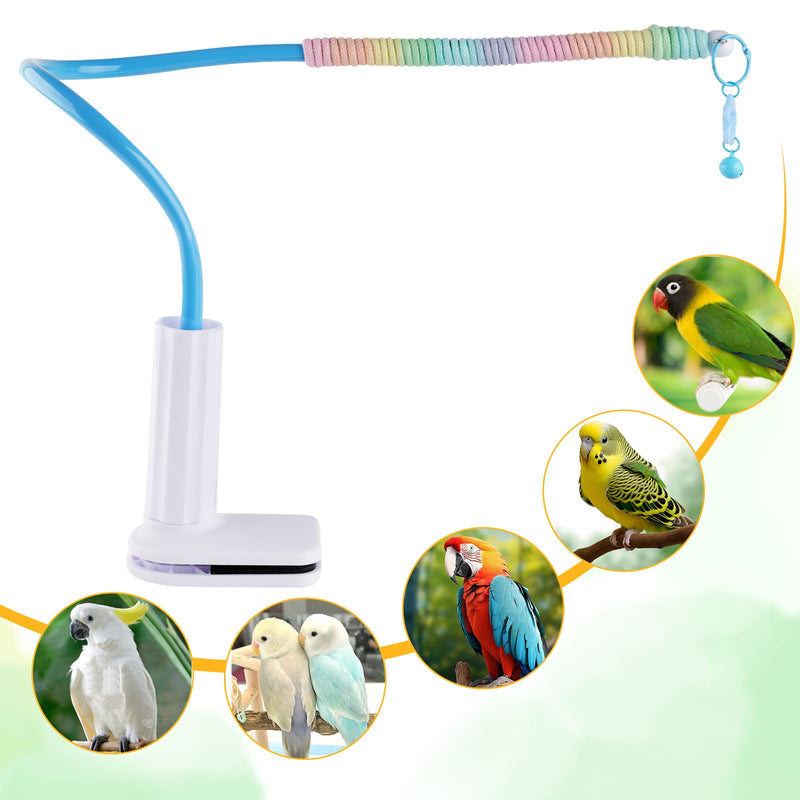 Bird Perch Stand,Bendable Desktop Parrot Training Stand with Tray,Easy to Clean Bird Tabletop Platform Toy,Parakeet Playground Play Stand for Lovebirds Pigeon Budgies,Small Animals?Blue? Blue