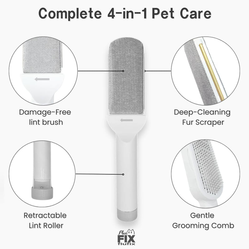 SufurLint 4-in-1 Pet Hair Remover & Grooming Brush - Multi-Functional Cat Deshedding Tool, Reusable Lint Roller for Furniture and Clothing, Professional Pet Massage & Cleaning Brush for Dogs & Cats - PawsPlanet Australia